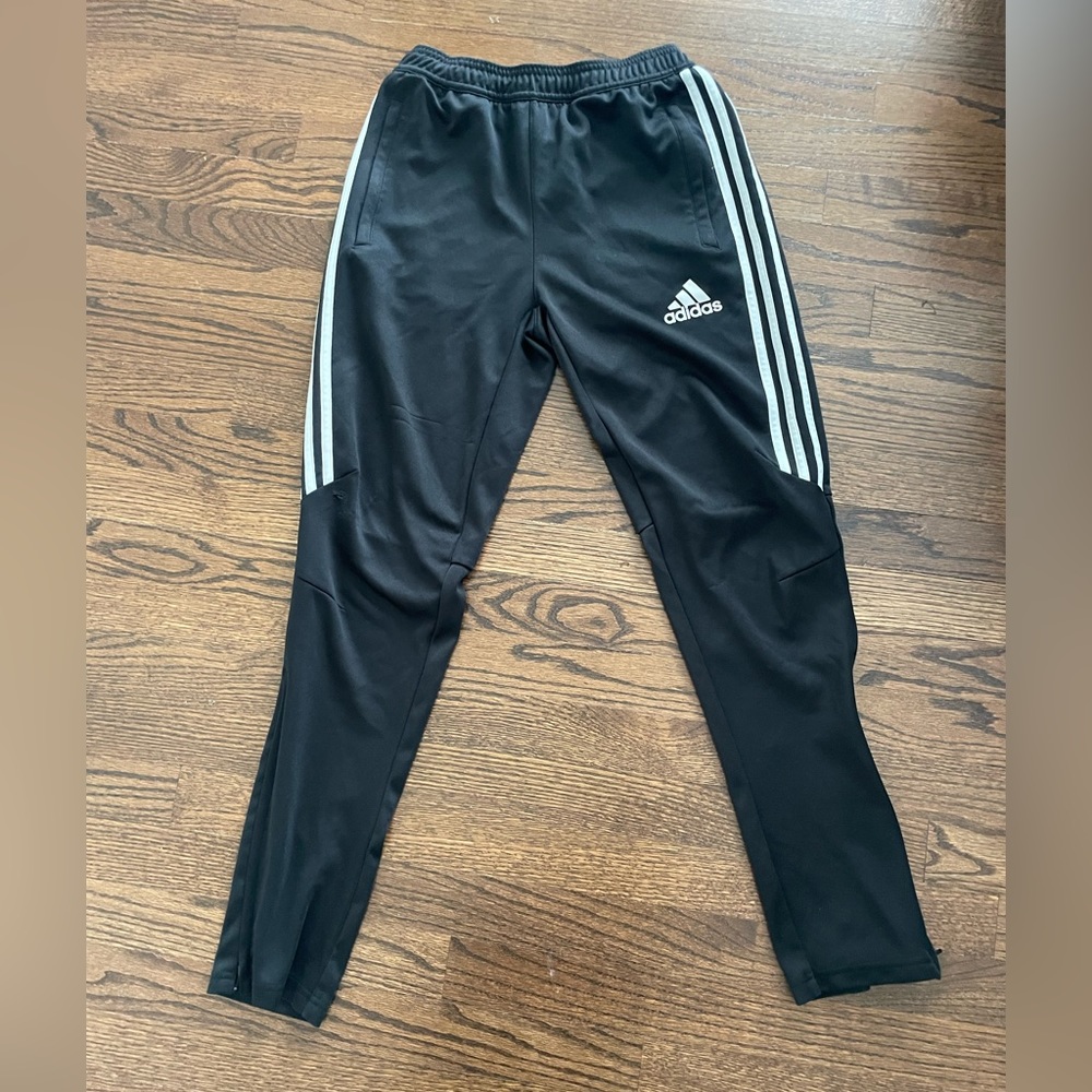 Boys Large Adidas Black w/ White strip Adidas Joggers